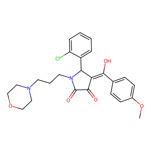 (4E)-5-(2-chlorophenyl)-4-[hydroxy-(4-methoxyphenyl)methylidene]-1-(3-morpholin-4-ylpropyl)pyrrolidine-2,3-dione structure