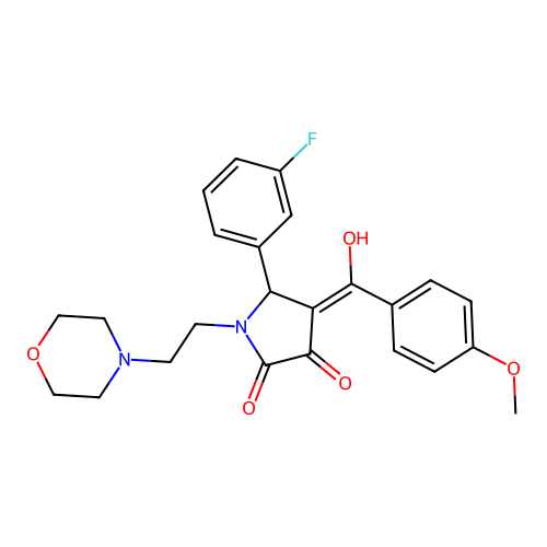 (4E)-5-(3-fluorophenyl)-4-[hydroxy-(4-methoxyphenyl)methylidene]-1-(2-morpholin-4-ylethyl)pyrrolidine-2,3-dione structure