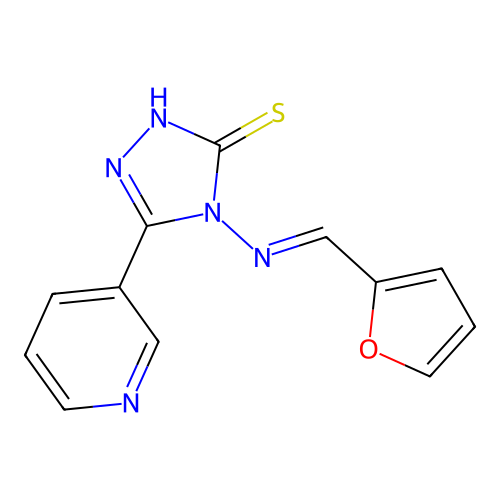4-[(E)-furan-2-ylmethylideneamino]-3-pyridin-3-yl-1H-1,2,4-triazole-5-thione structure