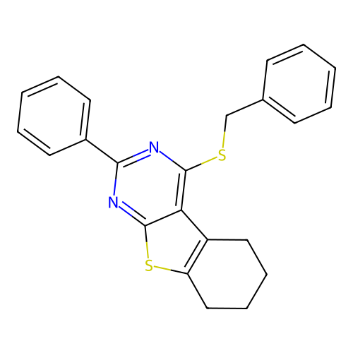4-(Benzylsulfanyl)-2-phenyl-5,6,7,8-tetrahydro[1]benzothieno[2,3-d]pyrimidine structure