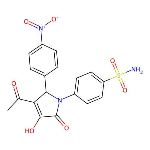 4-[3-acetyl-4-hydroxy-2-(4-nitrophenyl)-5-oxo-2H-pyrrol-1-yl]benzenesulfonamide structure