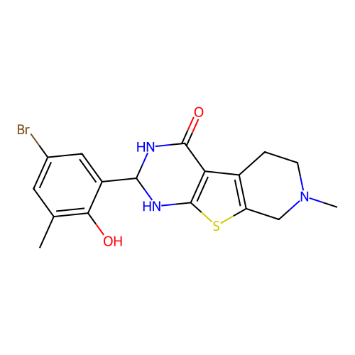 2-(5-bromo-2-hydroxy-3-methylphenyl)-7-methyl-1,2,5,6,7,8-hexahydropyrido[4',3':4,5]thieno[2,3-d]pyrimidin-4-ol structure