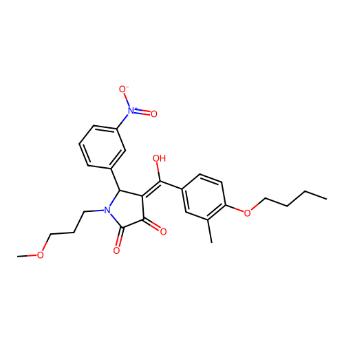 (4E)-4-[(4-butoxy-3-methylphenyl)-hydroxymethylidene]-1-(3-methoxypropyl)-5-(3-nitrophenyl)pyrrolidine-2,3-dione structure