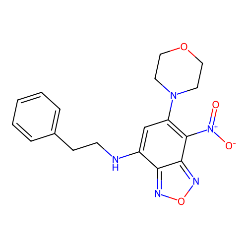 6-(morpholin-4-yl)-7-nitro-N-(2-phenylethyl)-2,1,3-benzoxadiazol-4-amine structure