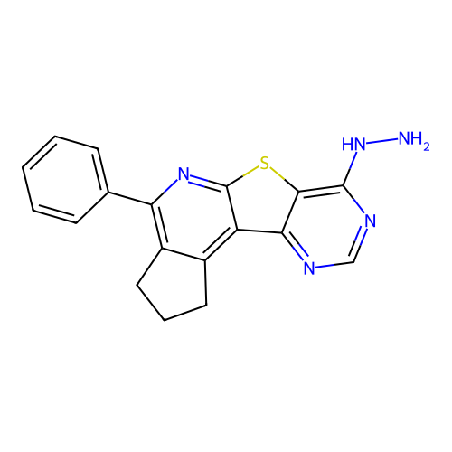 7-hydrazinyl-4-phenyl-2,3-dihydro-1H-cyclopenta[4',5']pyrido[3',2':4,5]thieno[3,2-d]pyrimidine structure