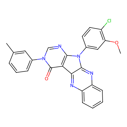 11-(4-chloro-3-methoxyphenyl)-3-(3-methylphenyl)-3,11-dihydro-4H-pyrimido[5',4':4,5]pyrrolo[2,3-b]quinoxalin-4-one structure