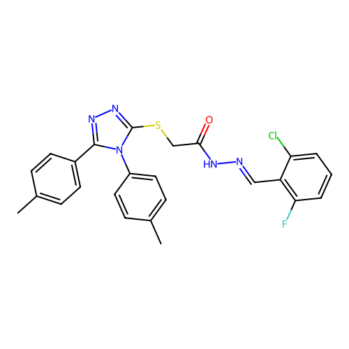 2-{[4,5-bis(4-methylphenyl)-4H-1,2,4-triazol-3-yl]sulfanyl}-N'-[(E)-(2-chloro-6-fluorophenyl)methylidene]acetohydrazide structure