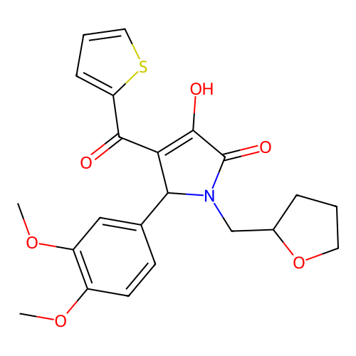 (4E)-5-(3,4-dimethoxyphenyl)-4-[hydroxy(thiophen-2-yl)methylidene]-1-(tetrahydrofuran-2-ylmethyl)pyrrolidine-2,3-dione structure