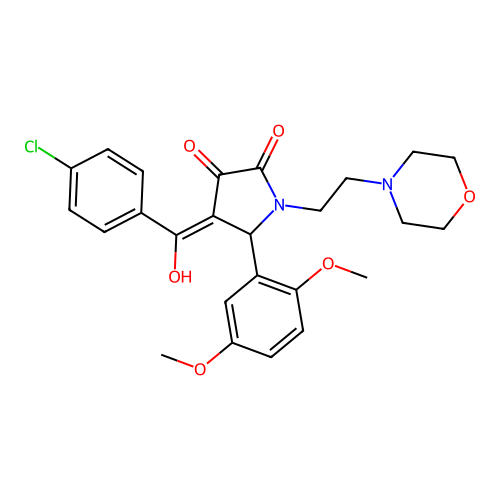 (4E)-4-[(4-chlorophenyl)-hydroxymethylidene]-5-(2,5-dimethoxyphenyl)-1-(2-morpholin-4-ylethyl)pyrrolidine-2,3-dione structure