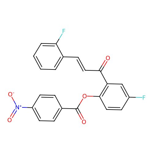 4-fluoro-2-[(2E)-3-(2-fluorophenyl)prop-2-enoyl]phenyl 4-nitrobenzoate structure