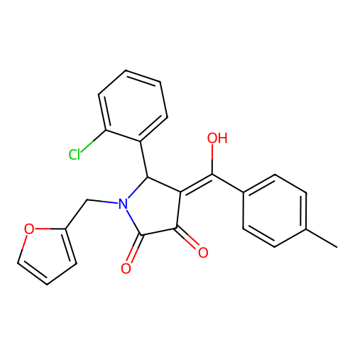 (4E)-5-(2-chlorophenyl)-1-(furan-2-ylmethyl)-4-[hydroxy(4-methylphenyl)methylidene]pyrrolidine-2,3-dione structure