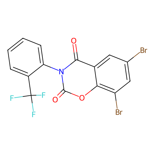 6,8-dibromo-3-[2-(trifluoromethyl)phenyl]-2H-1,3-benzoxazine-2,4(3H)-dione structure