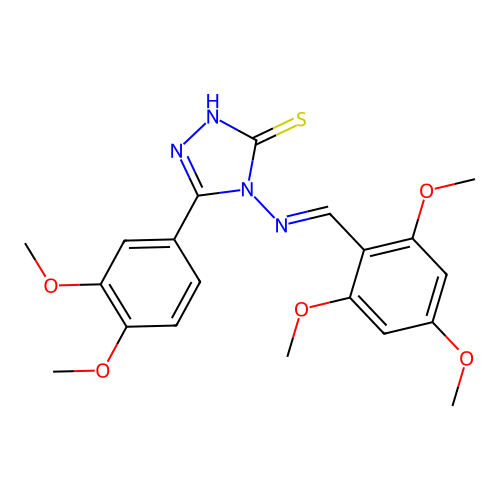 (E)-5-(3,4-dimethoxyphenyl)-4-((2,4,6-trimethoxybenzylidene)amino)-4H-1,2,4-triazole-3-thiol structure