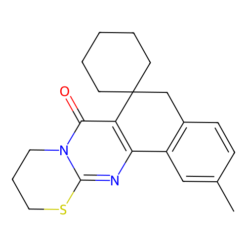 2-methyl-10,11-dihydro-5H-spiro[benzo[h][1,3]thiazino[2,3-b]quinazoline-6,1'-cyclohexan]-7(9H)-one structure