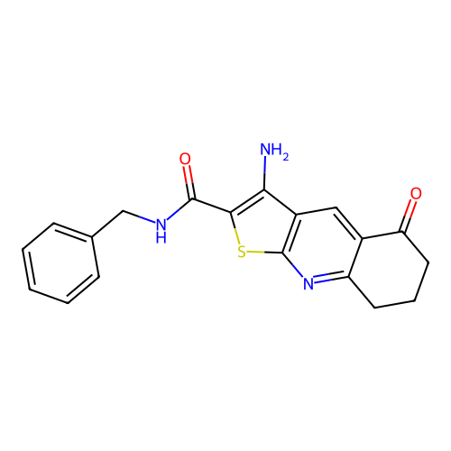 3-amino-N-benzyl-5-oxo-5,6,7,8-tetrahydrothieno[2,3-b]quinoline-2-carboxamide structure