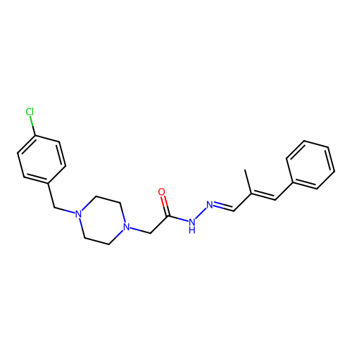 (E)-2-(4-(4-chlorobenzyl)piperazin-1-yl)-N'-((E)-2-methyl-3-phenylallylidene)acetohydrazide structure