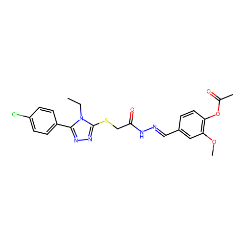 4-{(E)-[2-({[5-(4-chlorophenyl)-4-ethyl-4H-1,2,4-triazol-3-yl]sulfanyl}acetyl)hydrazinylidene]methyl}-2-methoxyphenyl acetate structure