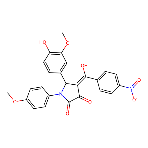 (4E)-5-(4-hydroxy-3-methoxyphenyl)-4-[hydroxy(4-nitrophenyl)methylidene]-1-(4-methoxyphenyl)pyrrolidine-2,3-dione structure