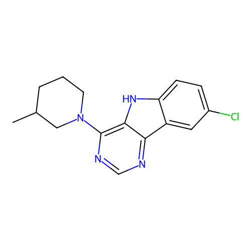 8-chloro-4-(3-methylpiperidin-1-yl)-5H-pyrimido[5,4-b]indole structure