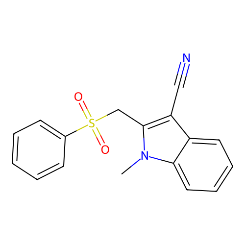 1H-Indole-3-carbonitrile, 2-benzenesulfonylmethyl-1-methyl- structure