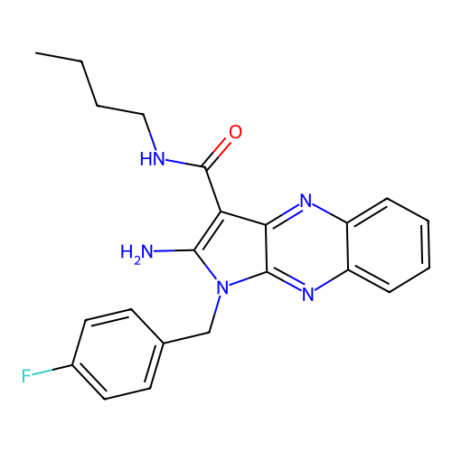 2-amino-N-butyl-1-(4-fluorobenzyl)-1H-pyrrolo[2,3-b]quinoxaline-3-carboxamide structure