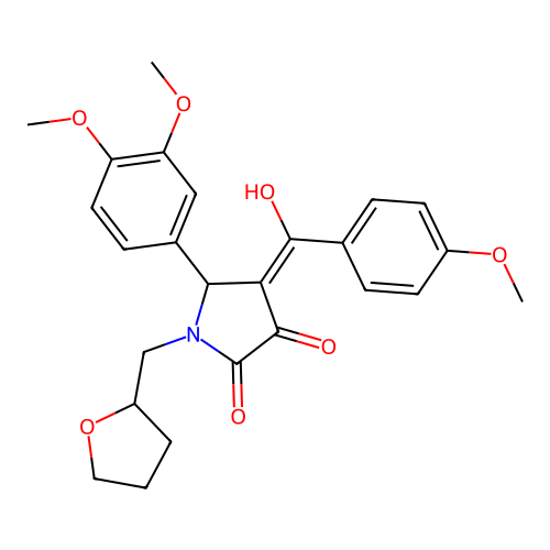 (4E)-5-(3,4-dimethoxyphenyl)-4-[hydroxy(4-methoxyphenyl)methylidene]-1-(tetrahydrofuran-2-ylmethyl)pyrrolidine-2,3-dione structure