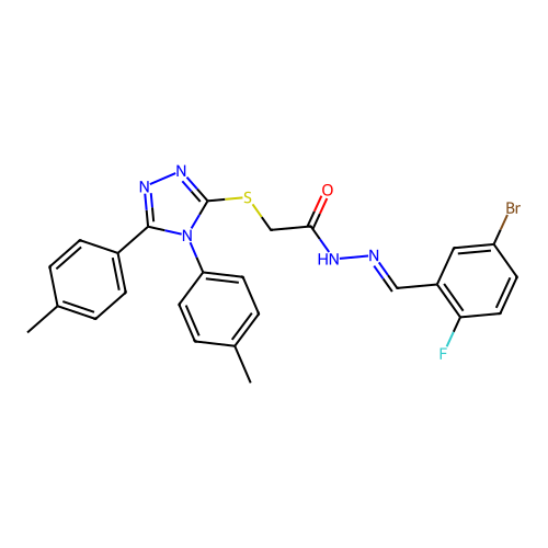 2-{[4,5-bis(4-methylphenyl)-4H-1,2,4-triazol-3-yl]sulfanyl}-N'-[(E)-(5-bromo-2-fluorophenyl)methylidene]acetohydrazide structure