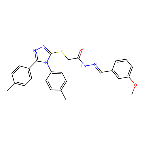 2-{[4,5-bis(4-methylphenyl)-4H-1,2,4-triazol-3-yl]sulfanyl}-N'-[(E)-(3-methoxyphenyl)methylidene]acetohydrazide structure