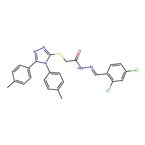 2-{[4,5-bis(4-methylphenyl)-4H-1,2,4-triazol-3-yl]sulfanyl}-N'-[(E)-(2,4-dichlorophenyl)methylidene]acetohydrazide structure