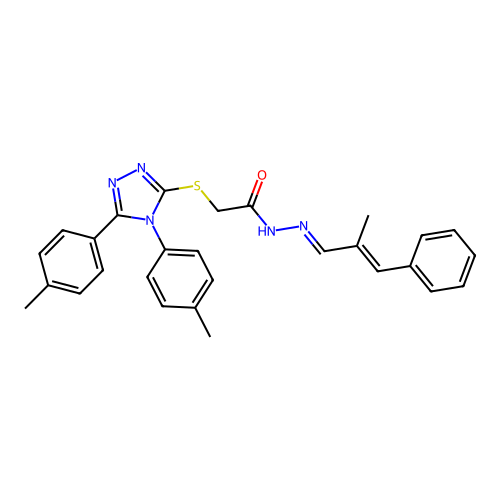 2-{[4,5-bis(4-methylphenyl)-4H-1,2,4-triazol-3-yl]sulfanyl}-N'-[(1E,2E)-2-methyl-3-phenylprop-2-en-1-ylidene]acetohydrazide structure