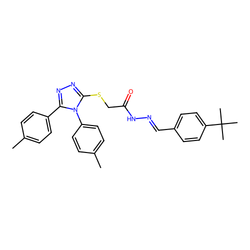 2-{[4,5-bis(4-methylphenyl)-4H-1,2,4-triazol-3-yl]sulfanyl}-N'-[(E)-(4-tert-butylphenyl)methylidene]acetohydrazide structure