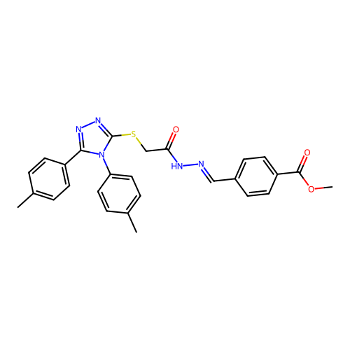 methyl 4-{(E)-[2-({[4,5-bis(4-methylphenyl)-4H-1,2,4-triazol-3-yl]sulfanyl}acetyl)hydrazinylidene]methyl}benzoate structure