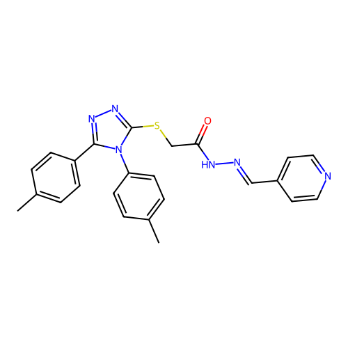 2-{[4,5-bis(4-methylphenyl)-4H-1,2,4-triazol-3-yl]sulfanyl}-N'-[(E)-pyridin-4-ylmethylidene]acetohydrazide structure