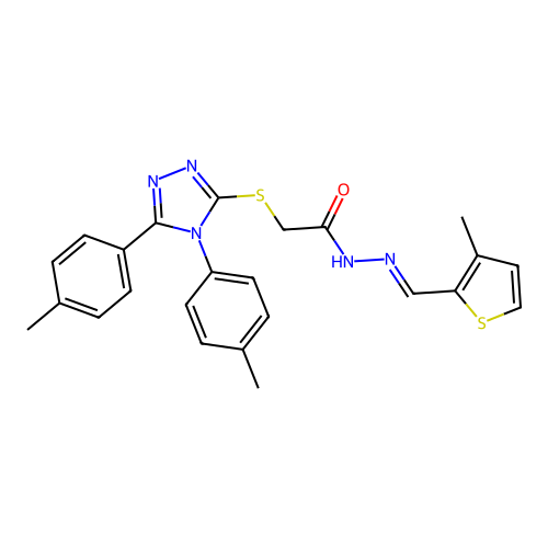 2-{[4,5-bis(4-methylphenyl)-4H-1,2,4-triazol-3-yl]sulfanyl}-N'-[(E)-(3-methylthiophen-2-yl)methylidene]acetohydrazide structure