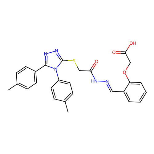 (2-{(E)-[2-({[4,5-bis(4-methylphenyl)-4H-1,2,4-triazol-3-yl]sulfanyl}acetyl)hydrazinylidene]methyl}phenoxy)acetic acid structure