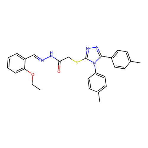 2-{[4,5-bis(4-methylphenyl)-4H-1,2,4-triazol-3-yl]sulfanyl}-N'-[(E)-(2-ethoxyphenyl)methylidene]acetohydrazide structure