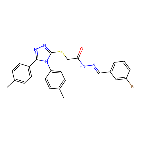 2-{[4,5-bis(4-methylphenyl)-4H-1,2,4-triazol-3-yl]sulfanyl}-N'-[(E)-(3-bromophenyl)methylidene]acetohydrazide structure