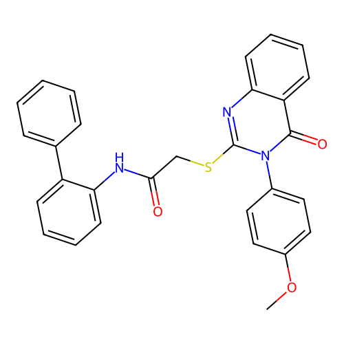2-[3-(4-methoxyphenyl)-4-oxo(3-hydroquinazolin-2-ylthio)]-N-(2-phenylphenyl)ac etamide structure