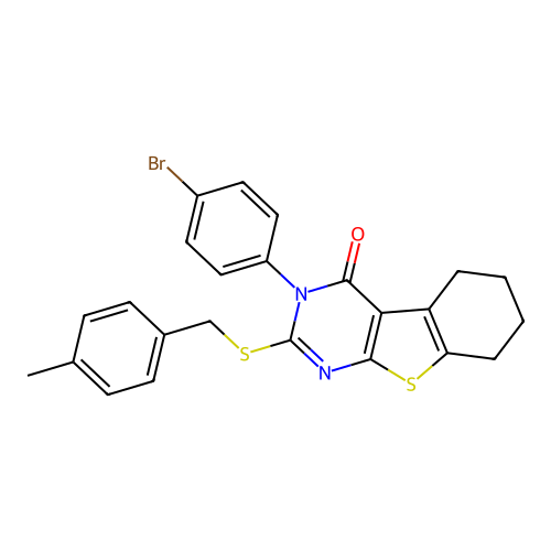 3-(4-bromophenyl)-2-[(4-methylbenzyl)sulfanyl]-5,6,7,8-tetrahydro[1]benzothieno[2,3-d]pyrimidin-4(3H)-one structure