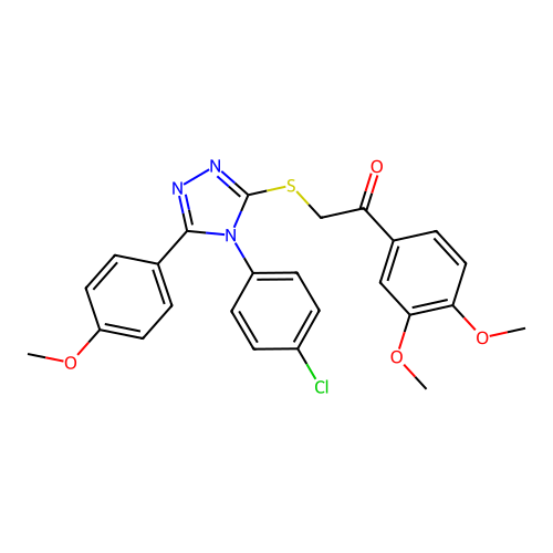 2-{[4-(4-chlorophenyl)-5-(4-methoxyphenyl)-4H-1,2,4-triazol-3-yl]sulfanyl}-1-(3,4-dimethoxyphenyl)ethanone structure