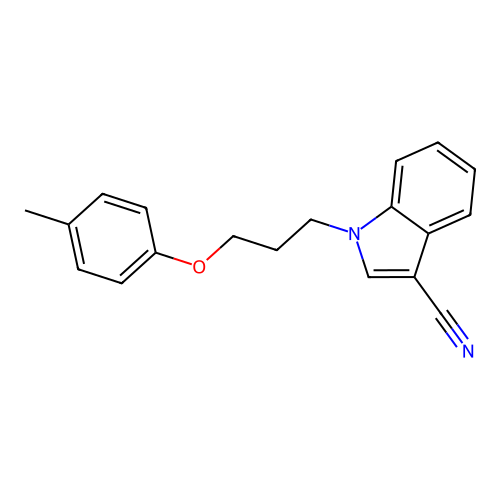 1-[3-(4-methylphenoxy)propyl]-1H-indole-3-carbonitrile structure