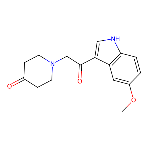1-[2-(5-methoxy-1H-indol-3-yl)-2-oxoethyl]piperidin-4-one structure