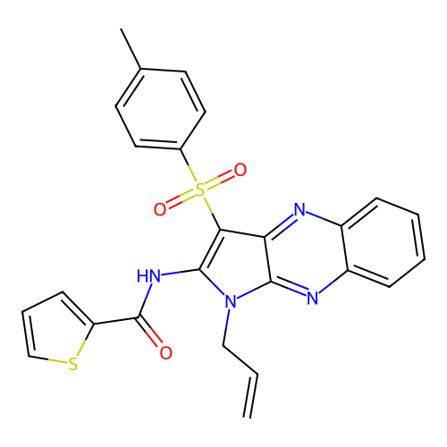 N-(1-allyl-3-tosyl-1H-pyrrolo[2,3-b]quinoxalin-2-yl)thiophene-2-carboxamide structure