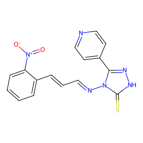 4-[(E)-[(E)-3-(2-nitrophenyl)prop-2-enylidene]amino]-3-pyridin-4-yl-1H-1,2,4-triazole-5-thione structure