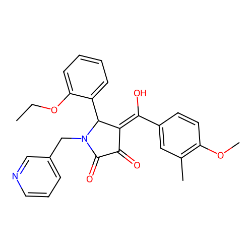 (4E)-5-(2-ethoxyphenyl)-4-[hydroxy-(4-methoxy-3-methylphenyl)methylidene]-1-(pyridin-3-ylmethyl)pyrrolidine-2,3-dione structure
