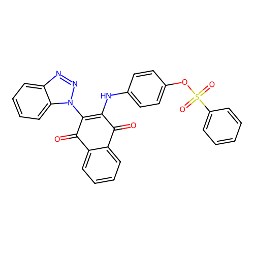 [4-[[3-(benzotriazol-1-yl)-1,4-dioxonaphthalen-2-yl]amino]phenyl] benzenesulfonate structure