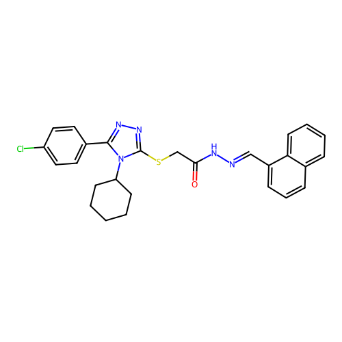 2-{[5-(4-chlorophenyl)-4-cyclohexyl-4H-1,2,4-triazol-3-yl]sulfanyl}-N'-[(E)-naphthalen-1-ylmethylidene]acetohydrazide structure
