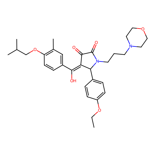 (4E)-5-(4-ethoxyphenyl)-4-[hydroxy-[3-methyl-4-(2-methylpropoxy)phenyl]methylidene]-1-(3-morpholin-4-ylpropyl)pyrrolidine-2,3-dione structure