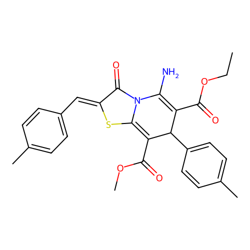 6-ethyl 8-methyl (2Z)-5-amino-2-(4-methylbenzylidene)-7-(4-methylphenyl)-3-oxo-2,3-dihydro-7H-[1,3]thiazolo[3,2-a]pyridine-6,8-dicarboxylate structure