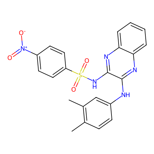 N-(3-((3,4-dimethylphenyl)amino)quinoxalin-2-yl)-4-nitrobenzenesulfonamide structure